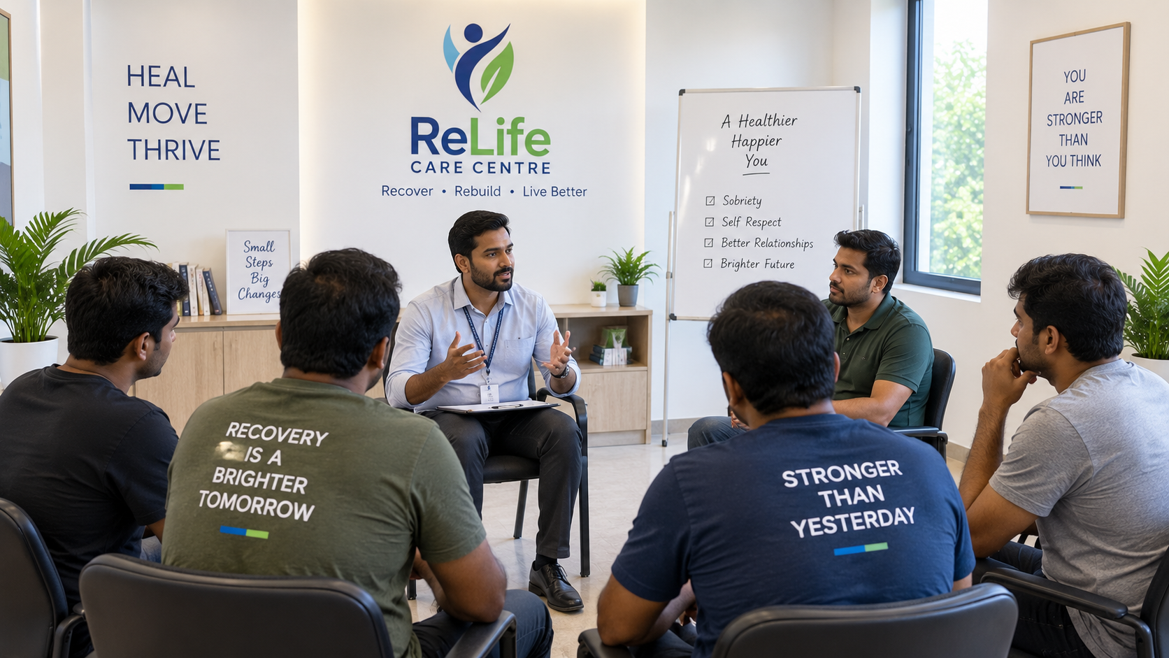 Group session space at the de addiction centre in Chennai